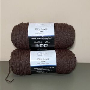 Mainstays Brown Acrylic Yarn Lot of 2